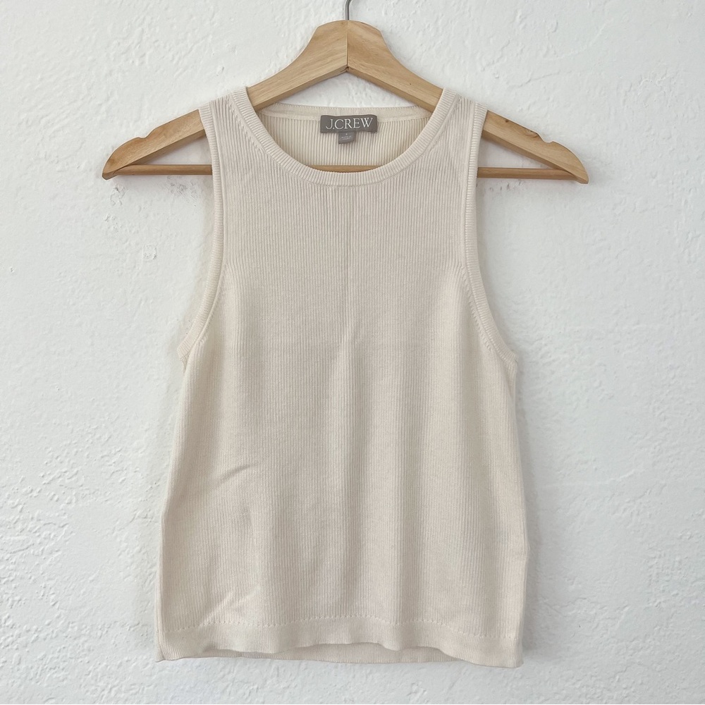 J. Crew beige knit high neck tank top size small